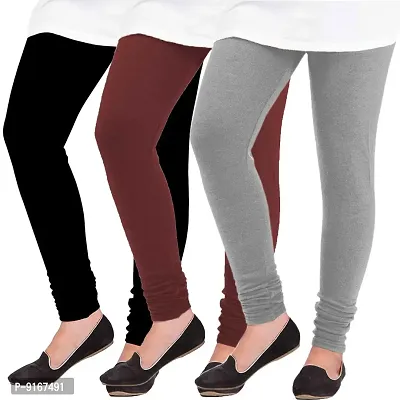 Elegant Woolen Solid Leggings For Women- Pack Of 3,Black, Maroon, Light Grey-thumb0