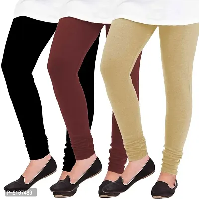 Elegant Woolen Solid Leggings For Women- Pack Of 3,Black, Maroon, Beige-thumb0
