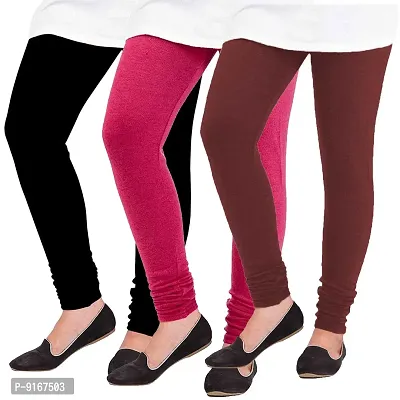 Elegant Woolen Solid Leggings For Women- Pack Of 3,Black, Pink, Maroon