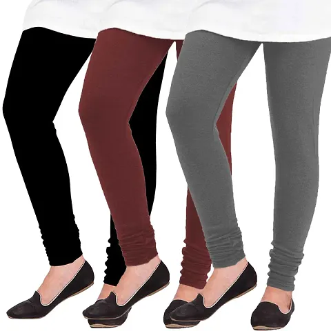 Trendy Solid Woolen Women's Leggings(Pack Of 3)