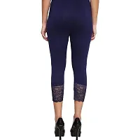 GulGuli Women's Viscose Solid Lace Capri Pack of 1(Navy Blue) Free Size:(Waist 28 Inches-32 Inches)-thumb1