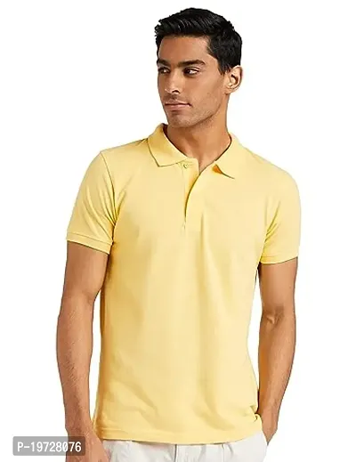 Reliable Yellow Polyester Solid Polos For Men