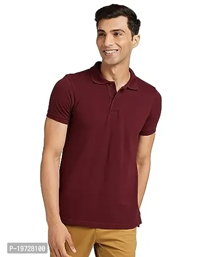 Reliable Maroon Polyester Solid Polos For Men