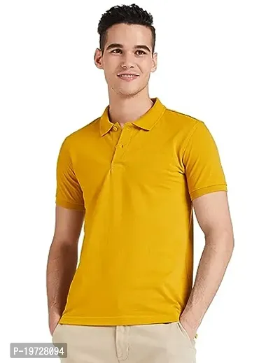 Reliable Golden Polyester Solid Polos For Men