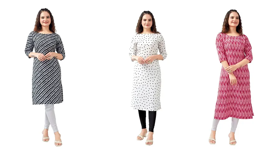 Stylish Crepe Kurta For Women Pack Of 3