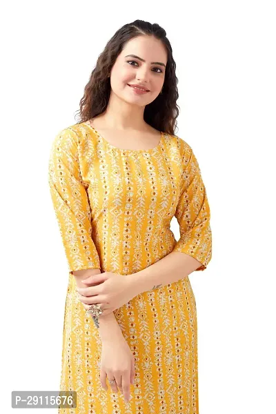 Stylish Yellow Crepe Printed Kurta For Women-thumb3