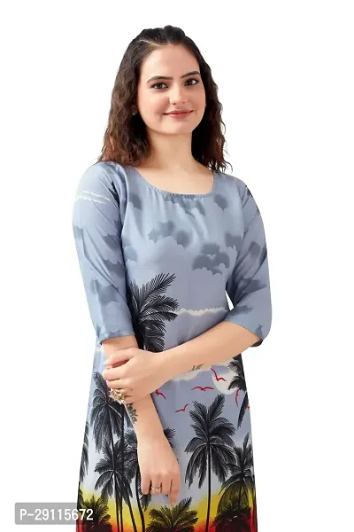 Stylish Blue Crepe Printed Kurta For Women-thumb3