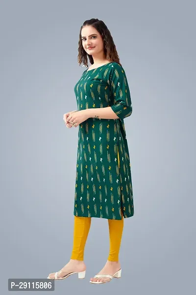 Stylish Green Crepe Printed Kurta For Women-thumb0