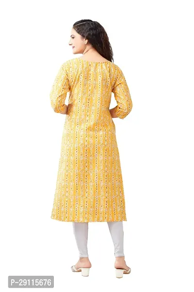 Stylish Yellow Crepe Printed Kurta For Women-thumb2