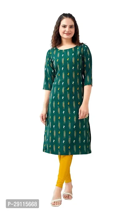 Stylish Green Crepe Printed Kurta For Women-thumb0