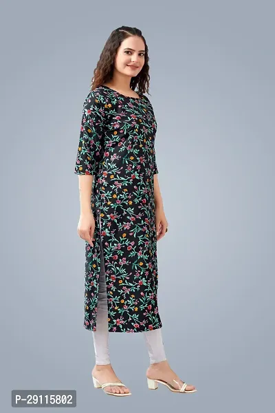 Stylish Black Crepe Printed Kurta For Women