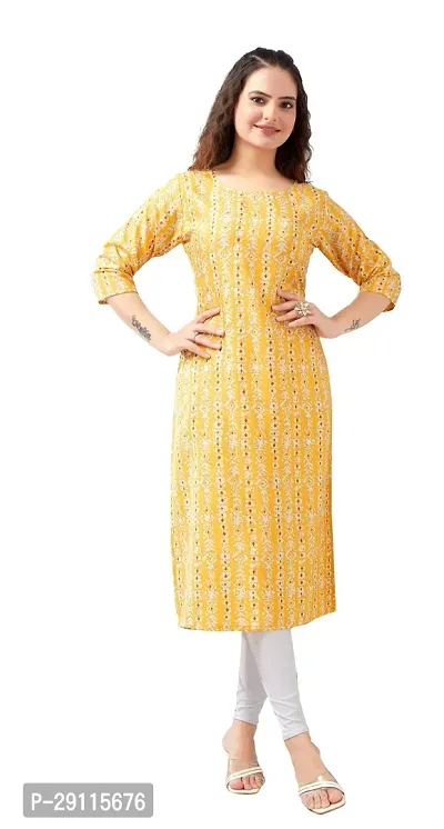 Stylish Yellow Crepe Printed Kurta For Women-thumb0