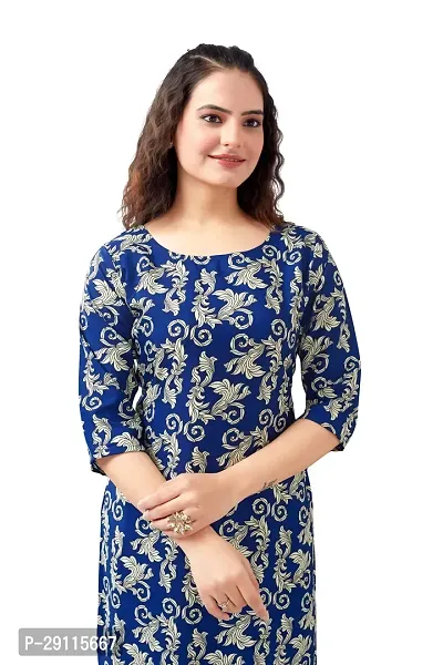 Stylish Blue Crepe Printed Kurta For Women-thumb3