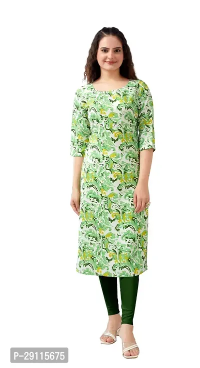 Stylish Green Crepe Printed Kurta For Women-thumb0