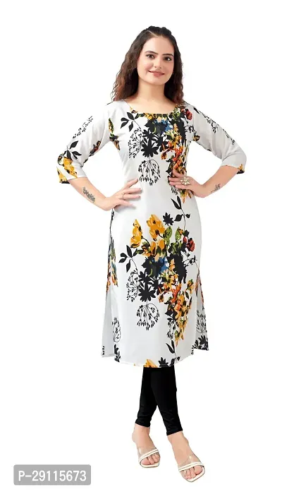 Stylish White Crepe Printed Kurta For Women-thumb0