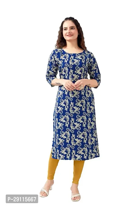 Stylish Blue Crepe Printed Kurta For Women