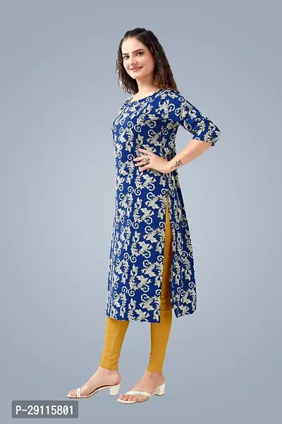 Stylish Blue Crepe Printed Kurta For Women-thumb0