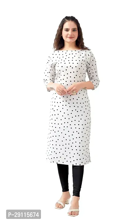 Stylish White Crepe Printed Kurta For Women-thumb0