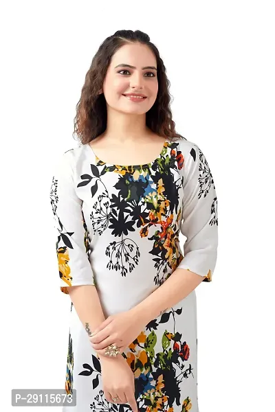 Stylish White Crepe Printed Kurta For Women-thumb3