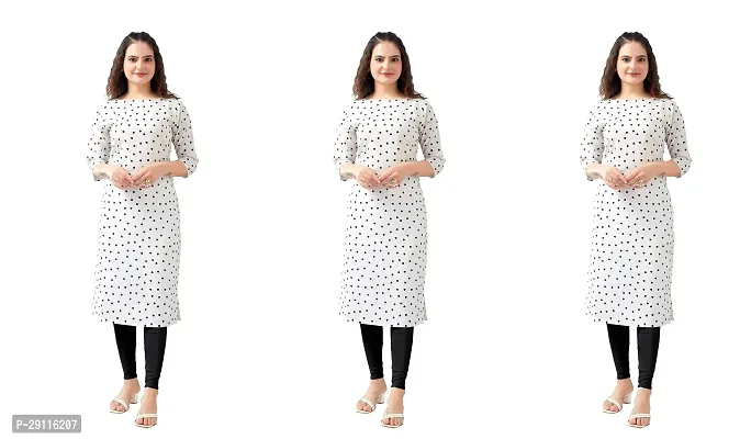 Stylish Multicoloured Crepe Printed Kurta For Women Pack Of 3-thumb0