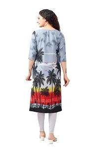 Stylish Blue Crepe Printed Kurta For Women-thumb1