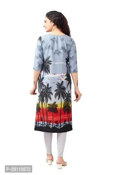 Stylish Blue Crepe Printed Kurta For Women-thumb2