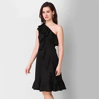 ModeMe Women Mini Fit and Flare Dress (Small, Black)-thumb4