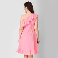 ModeMe Women Mini Fit and Flare Dress (Small, Pink)-thumb1