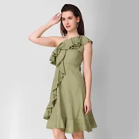 ModeMe Women Mini Fit and Flare Dress (Large, Green)-thumb4