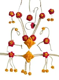 Laxmi Ethnic Paper Flower Jewellery Set for Woman/Girls, Colour Yellow with Dark Pink Pack of 1-thumb1