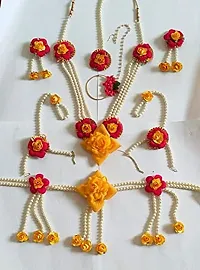 Laxmi Ethnic Paper Flower Jewellery Set for Woman/Girls, Colour Yellow with Dark Pink Pack of 1-thumb2