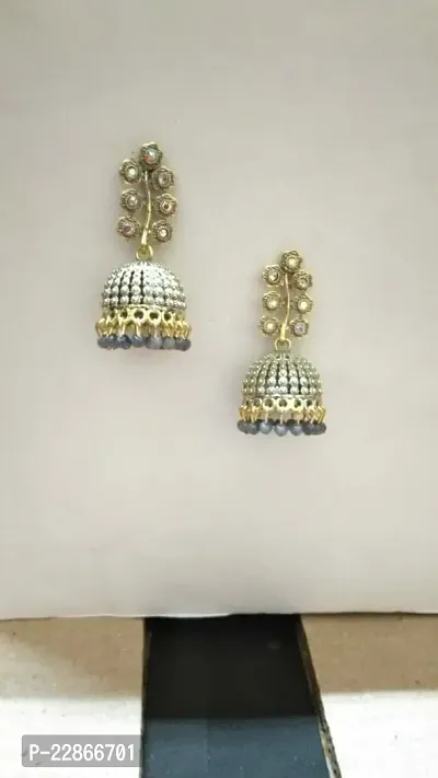 Trendy Multicoloured Brass Jhumkas Earrings For Women-thumb0