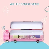 Cartoon Printed Engine Compass Metal Pencil Box Geometry with Moving Tyres and Sharpener Compass Box (Engine Compass Pink)-thumb2