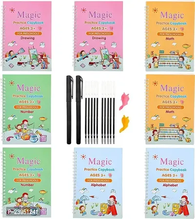 2 Qty Magic Practice Copybook for Kids  Handwriting English Study Workbooks Children Calligraphy Letter Tracing Mathematical Drawing Set  (8 Book 20 Refile 2 Pen and 2 Grip )