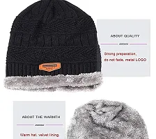 Classic Woolen Solid Beanie Cap with Neck Warmer for Unisex-thumb3