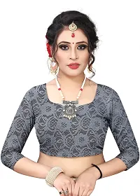 Women's Pure Lichi Silk Jacquard Pattu Designer Heavy Silk Saree With Un-Stiched Blouse (Grey)-thumb2