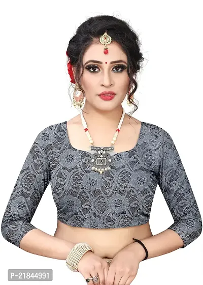 Women's Pure Lichi Silk Jacquard Pattu Designer Heavy Silk Saree With Un-Stiched Blouse (Grey)-thumb3