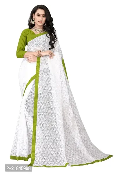 Women's Pure Lichi Silk Jacquard Pattu Designer Heavy Silk Saree With UnStiched Blouse (White and Green)