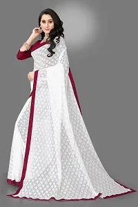 Women's Pure Lichi Silk Jacquard Pattu Designer Heavy Silk Saree With UnStiched Blouse (White  Maroon)-thumb4