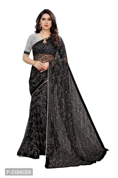 Women's Pure Lichi Silk Jacquard Pattu Designer Heavy Silk Saree With UnStiched Blouse Black Patterned (Pattern 1)