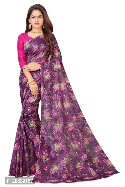 Beautiful Supernet Saree with Blouse piece For Women-thumb0