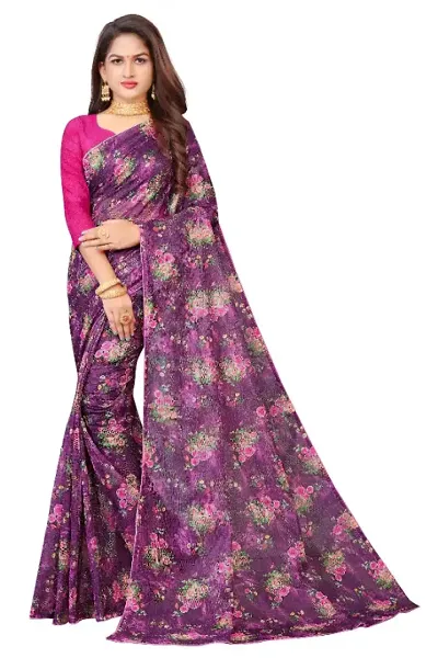 Attractive Supernet Saree with Blouse piece 
