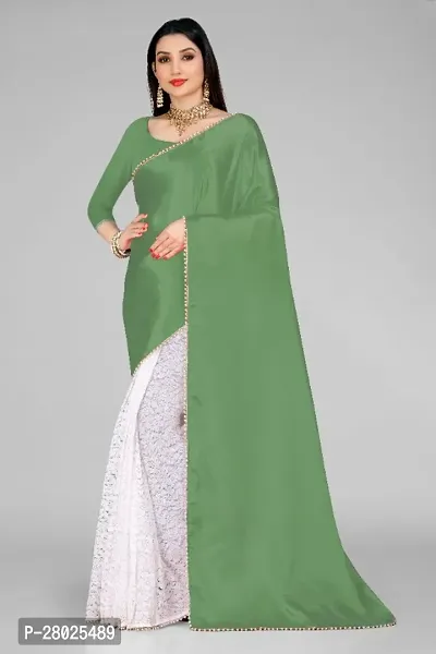 Fancy Satin Saree With Blouse Piece For Women-thumb0