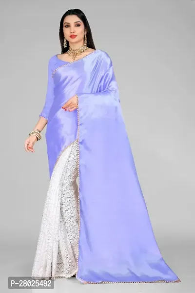 Fancy Satin Saree With Blouse Piece For Women-thumb0