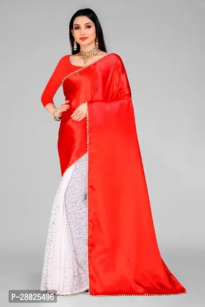 Fancy Satin Saree With Blouse Piece For Women