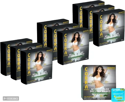 Cobra Premium -Multi Texture Dotted  Ribbed Jasmine Flavoured Condoms (Lubricated) (3Pcs in Each Wallet, Pack of 10)