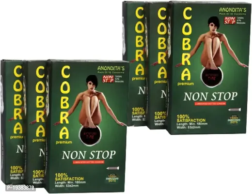 Cobra Premium -Non Stop Extra time (Lubricated Condom) (10Pcs in Each Wallet, Pack of 6)