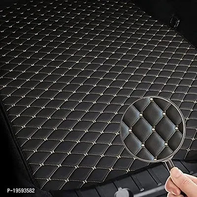 Skoda Rapid Custom Fitted Car TrunkBoot MatDicky Base Mat Black with Beige Thread-thumb2