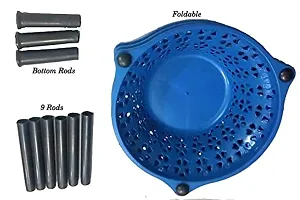 SKYLII Rack Virgin Plastic 3 Steps Kitchen Rack Basket for Office Use, Fruits Onion, Potato, Vegetables and Sabaji Basket Tray for Household (Round Kitchen Stand 3 Tier Rack) (blue)-thumb1