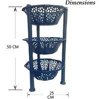 Multipurpose Basket Stand Rack 3 Layer Multipurpose for office & kitchen Basket Stand Rack pink Fruits Vegetables Stationary (Plastic Diagonal star Kitchen Stand 3 Tier Rack Foldable) (Blue)-thumb2